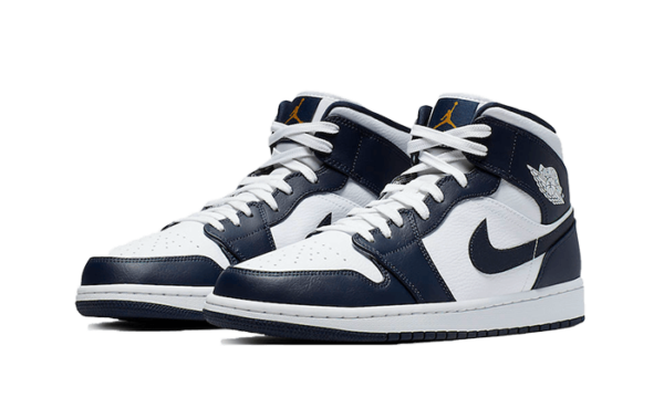 Air Jordan 1 Mid White Metallic Gold Obsidian - 554724-174 / 554725-174 - 2