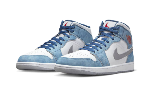 Air Jordan 1 Mid French Blue Fire Red - DN3706-401 / DR6235-401 - 2